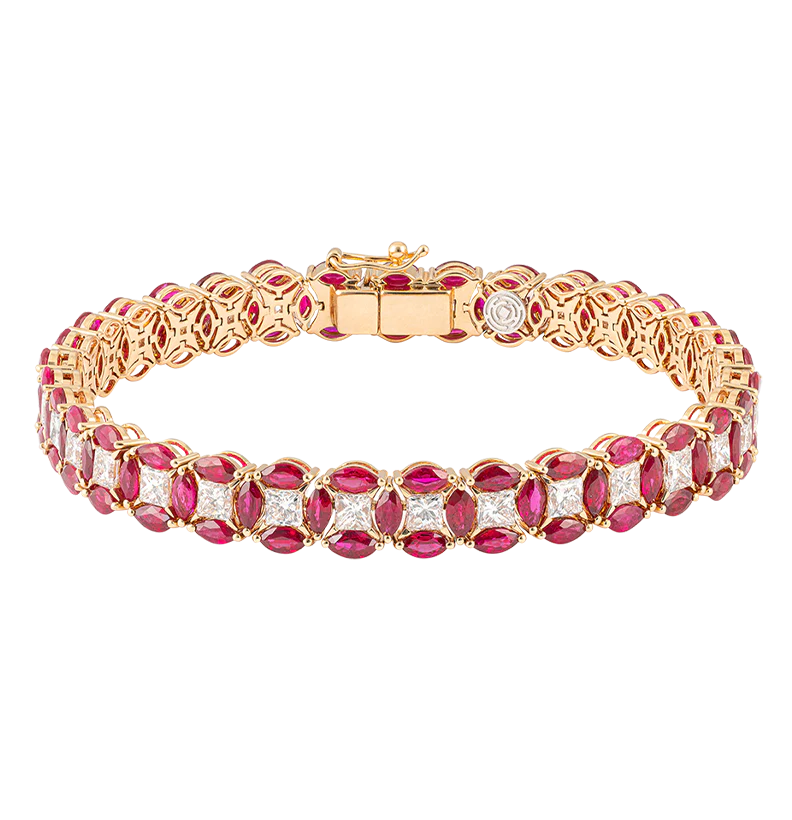Bracciale Diade in oro rosa con diamanti e rubini